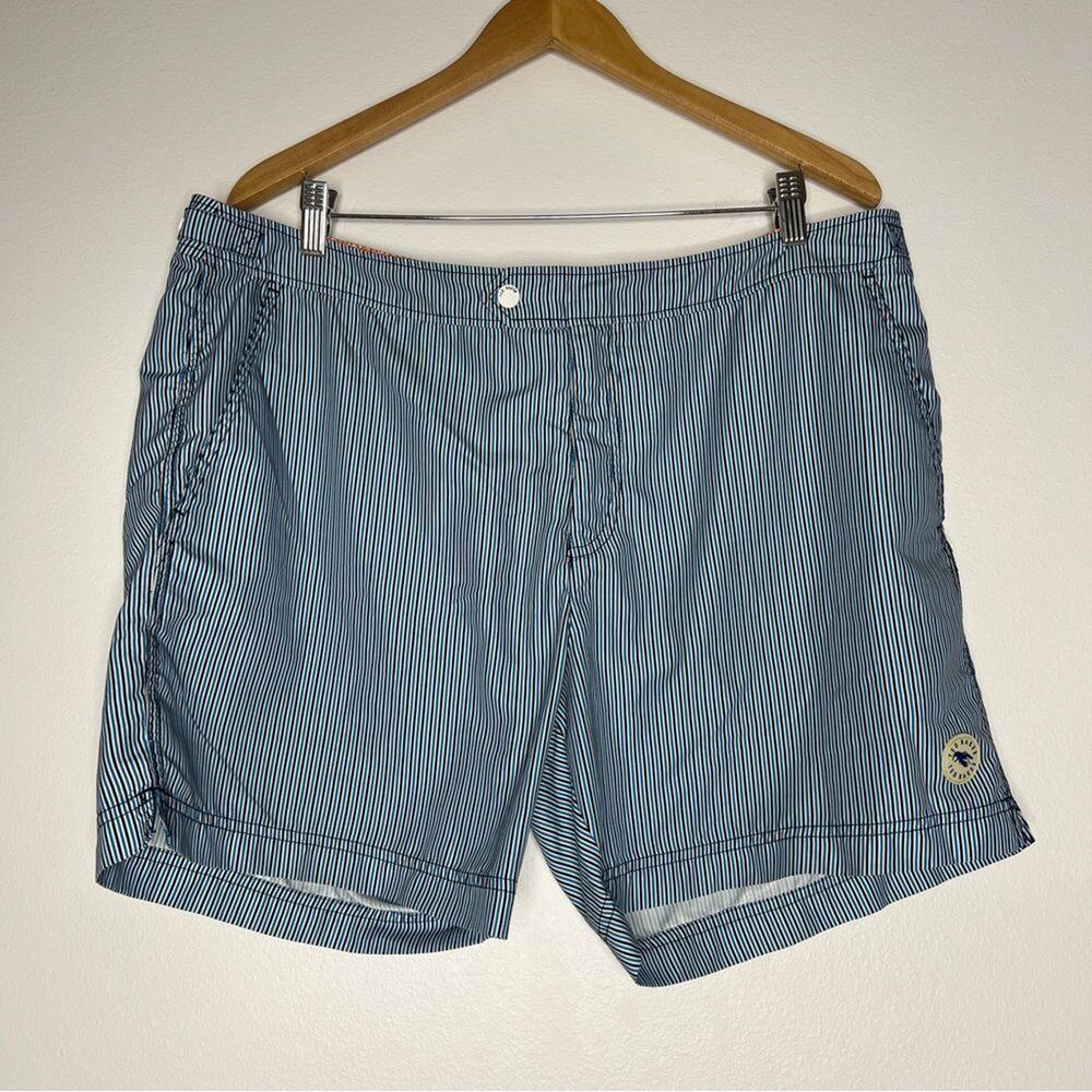 Ted Baker Swim Trunks Lobster Blue Stripe Preppy Country Club Euro Size 6 / 2XL